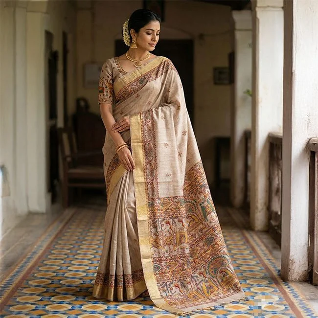 Ethnic-Motif-Bhagalpuri-Saree Ethnic Saree